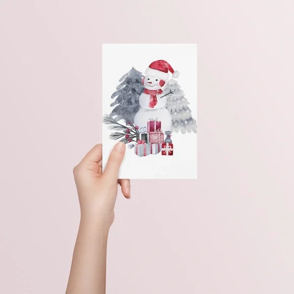 Wall Art Watercolor Snowman Christmas Illustration Print Poster Card Unframed - Picture 4 of 6